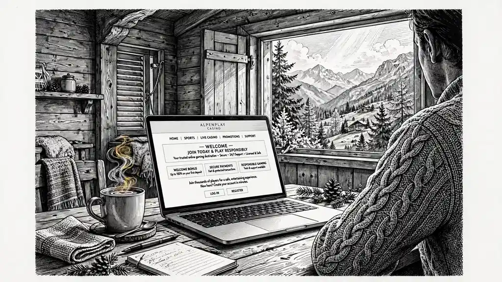 Gemütliches Chalet mit Laptop, heißer Schokolade und Alpenblick